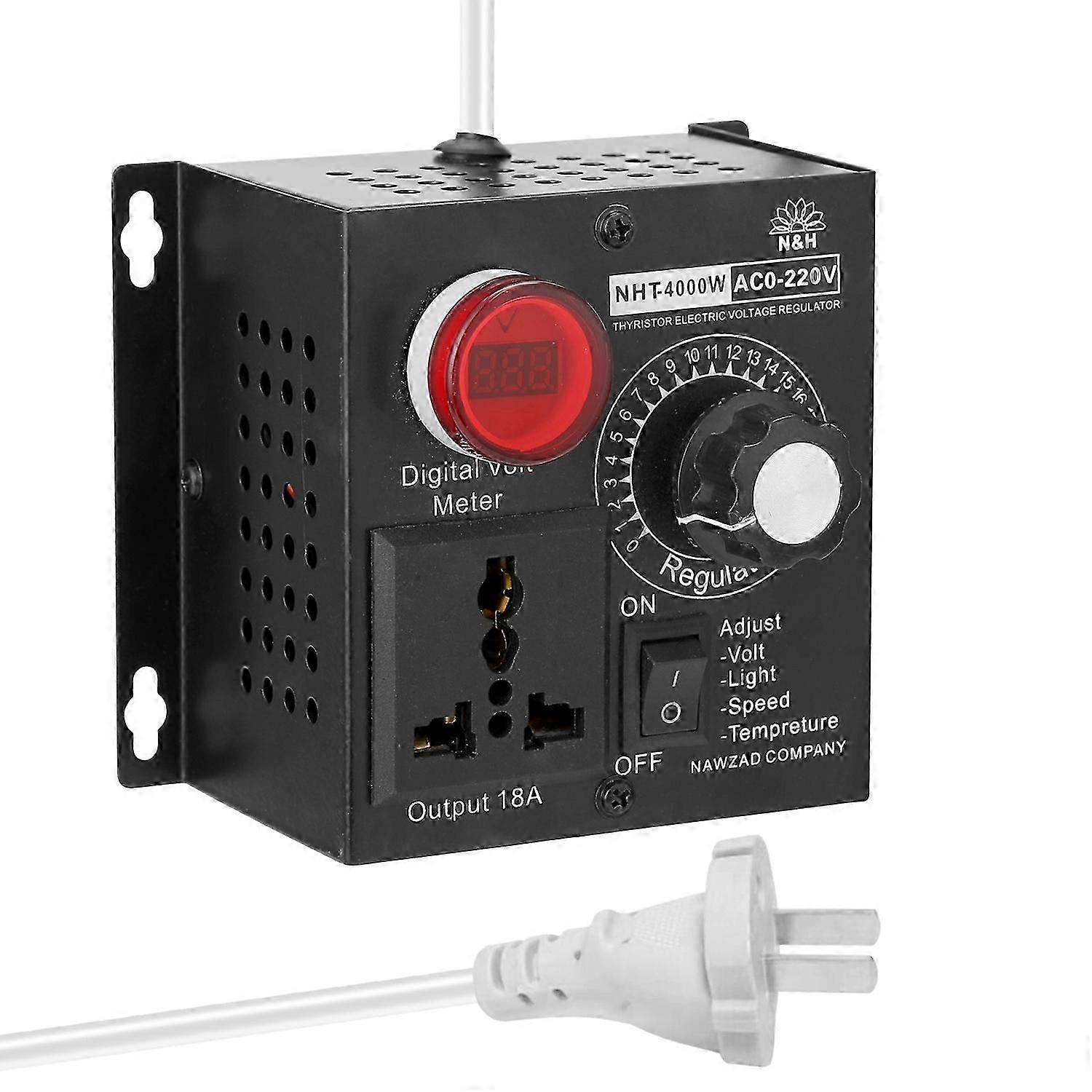 AC 220V 4000W Compact Variable Voltage Controller Portable Speed Temperature Light Voltage Adjuatable Dimmer