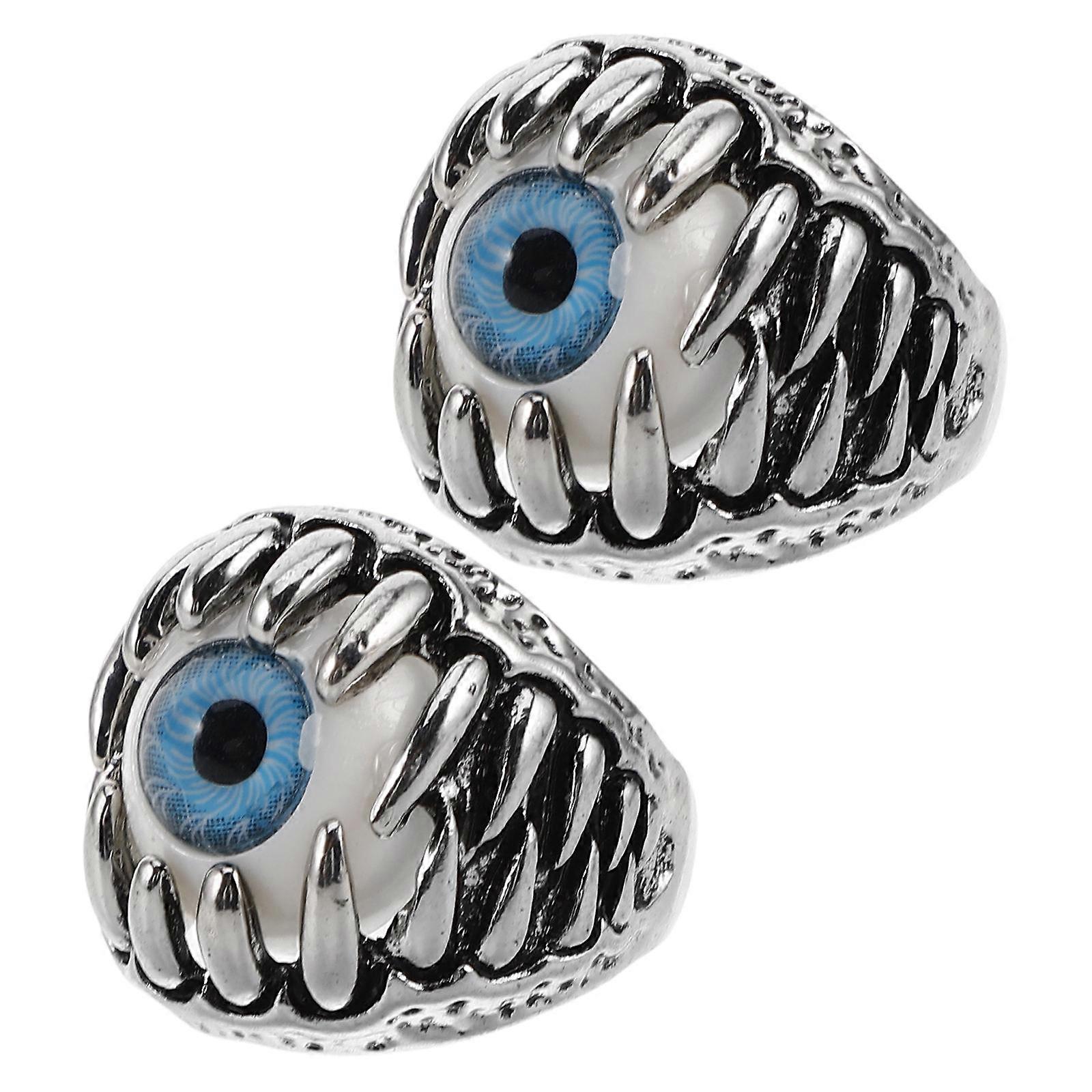 טבעות אופנוענים לגברים תכשיטי עין הרע ליל כל הקדושים יום הולדת 2 יחידות