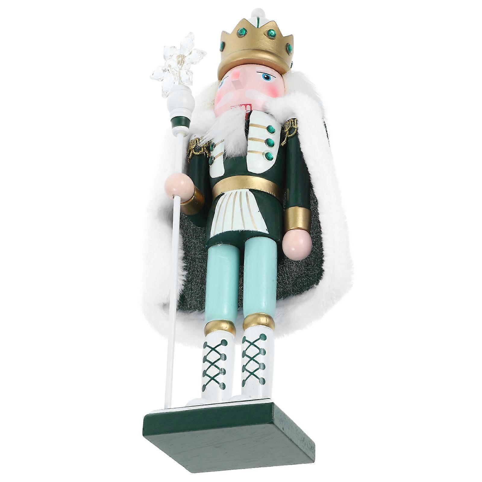 Unique Nutcracker Figurine Small Wooden Nutcracker with Cape for Party Table Decoration present Friends and Family Green 30.00X7.50X6.50CM 1Pack
