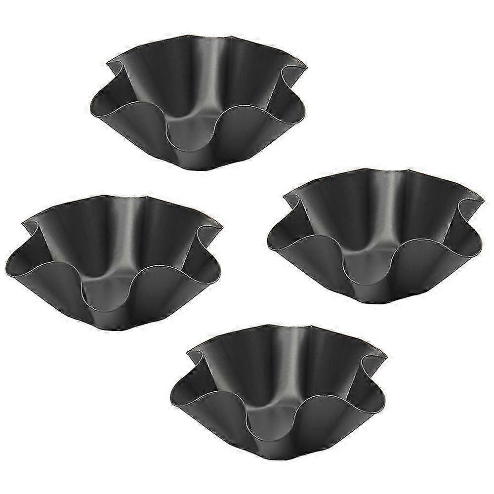 4 Pcs Wavy Baking Tins, Unique Baking Tins, Cake Tin With Non-stick Coating, 6 Inch Carbon Steel Flower Shaped Baking Tray Suitable For Vari