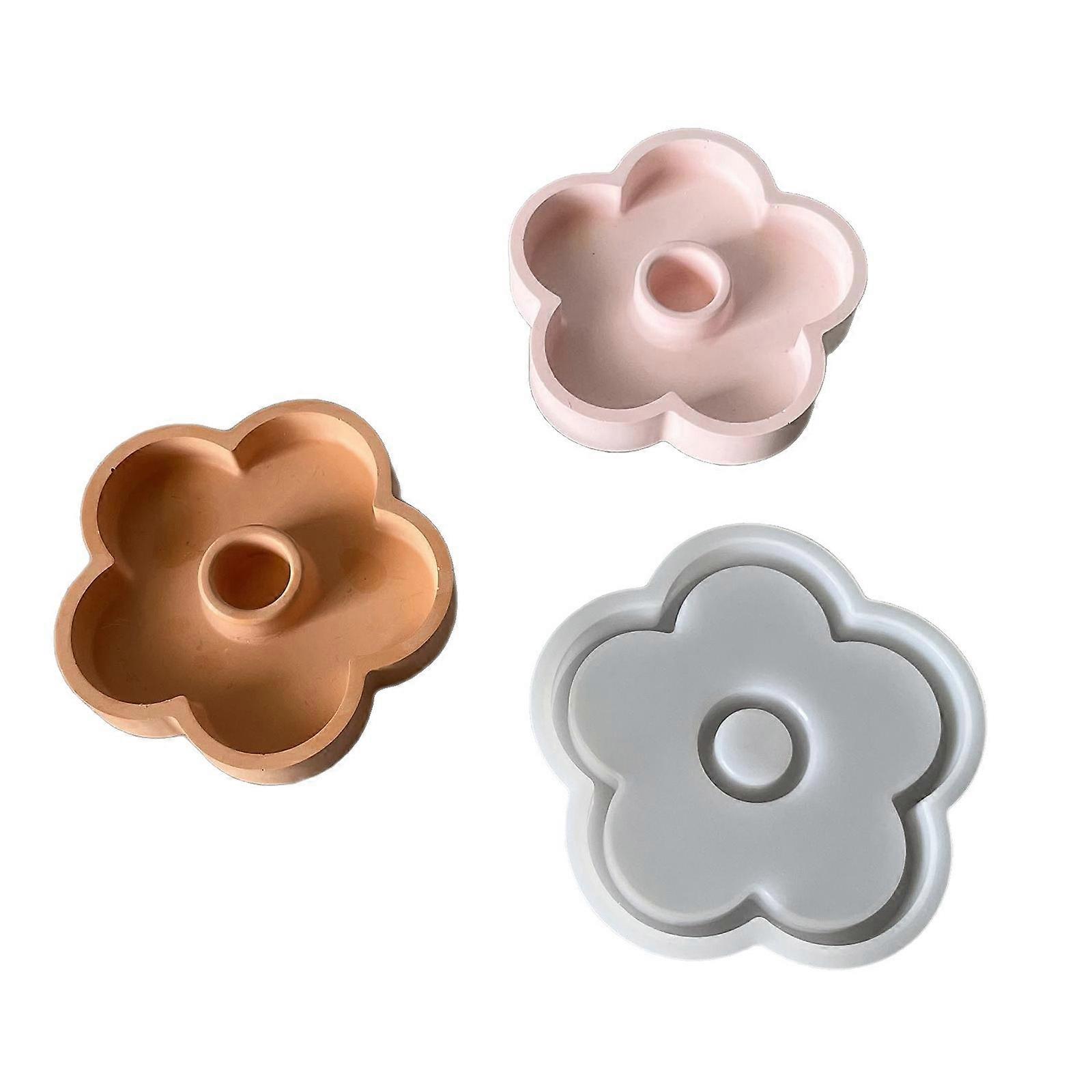 Flower Resin Tray Molds Silicone Candlestick Molds for Candle Holder Flower Silicone Candle Stand Molds for Epoxy Resin