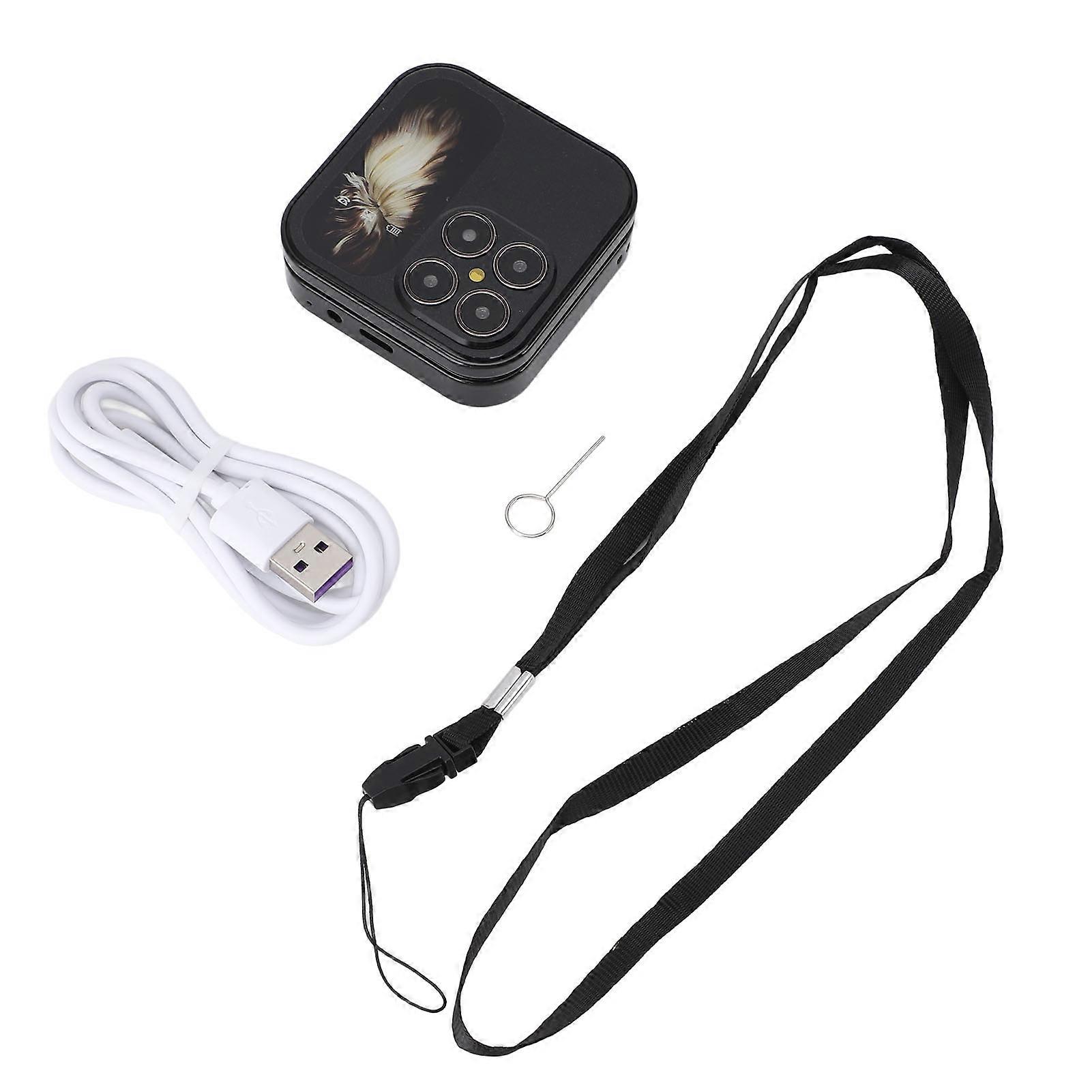 2G Flip Mobile Phone for Seniors, Dual SIM, FM Radio, Media Player, LED Flashlight, HD Rear Camera, Small Flip Mobile Phone with Lanyard, Black