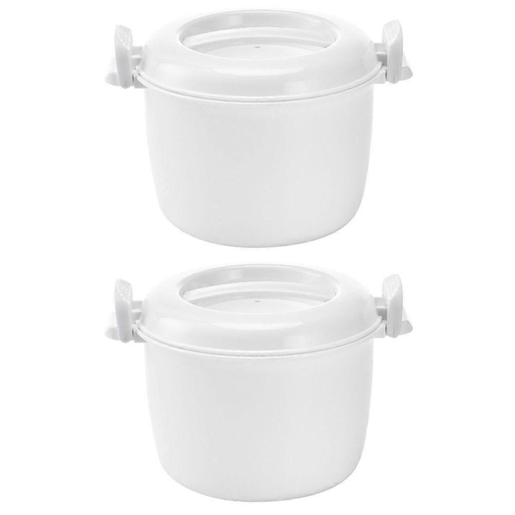 Microwave Rice Pot Rectangular Microwave Rice Cooker General Users White 21.00X17.50X14.00CM Insulation 2Pcs