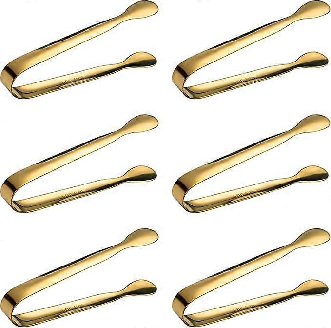 Mini Sugar Tongs Set, 6 Pieces Stainless Steel Tongs for Ice, Candy, and Serving in Gold Color, Ideal for Weddings and Parties