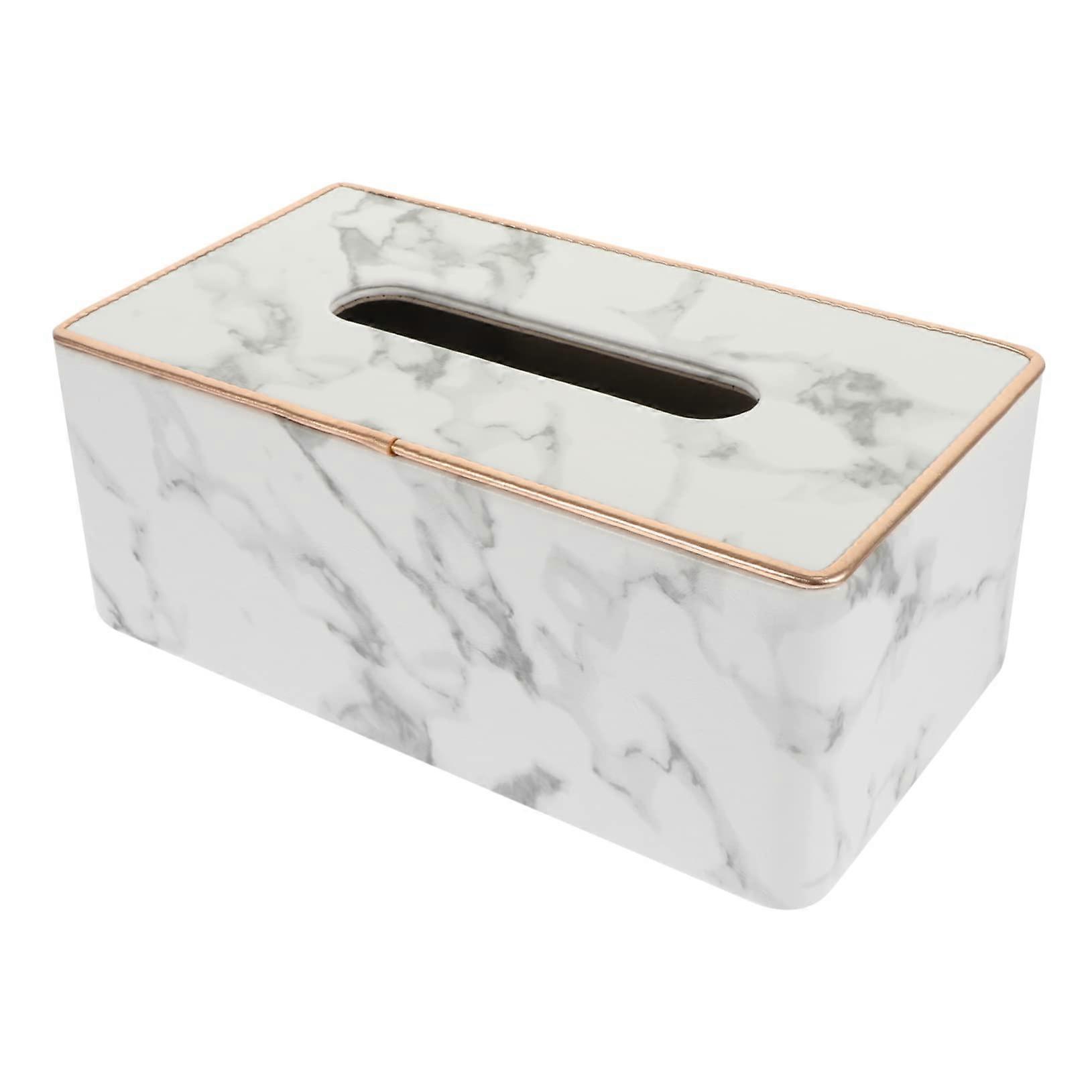 Elegant MarblePattern Napkin Box for Home, Paper Towel Storage Container, Tissue Holder