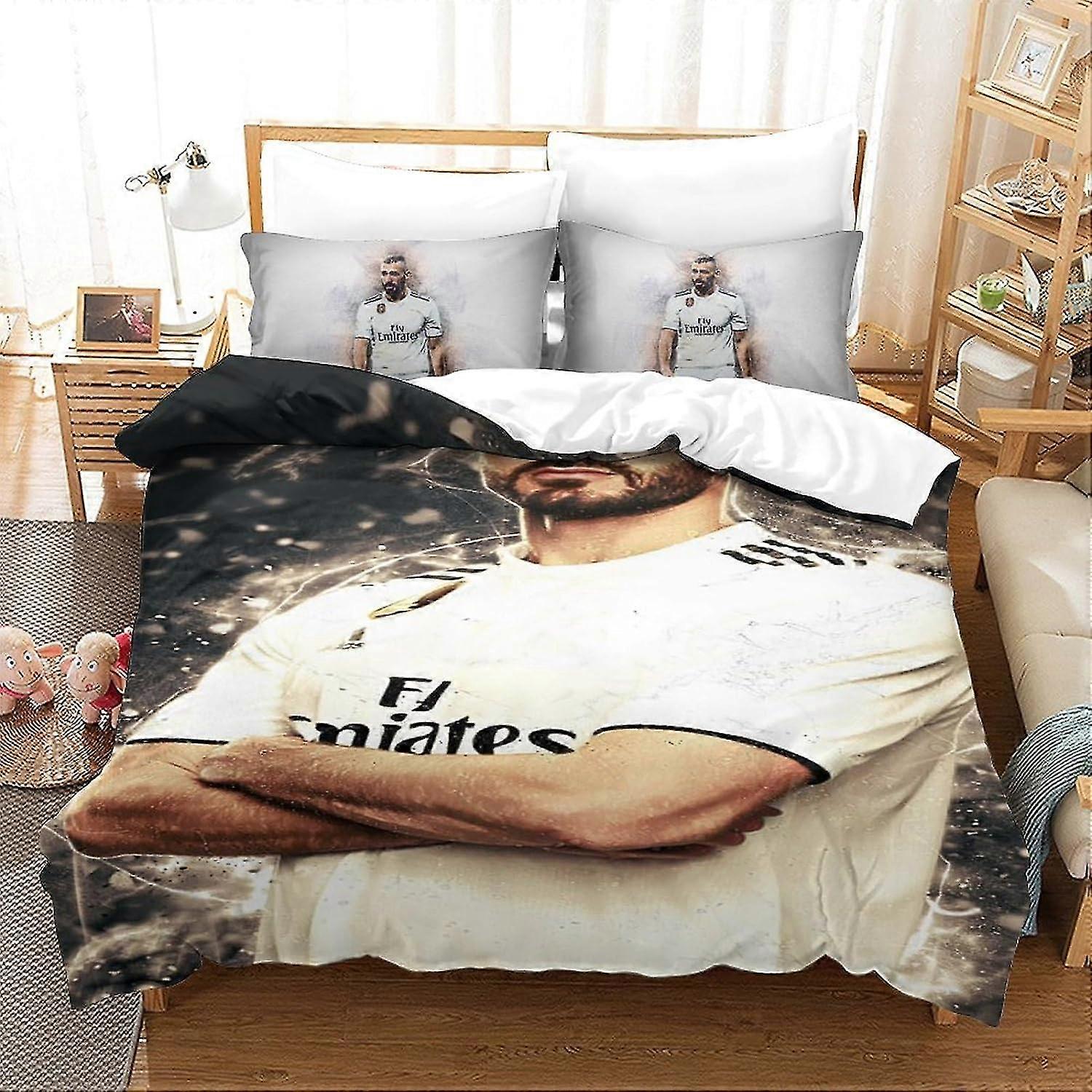 Soft Microfiber Bedding Set with 3D Print Football Superstar Duvet Cover & Pillowcase, Zipper Closure, for a Certain Brand