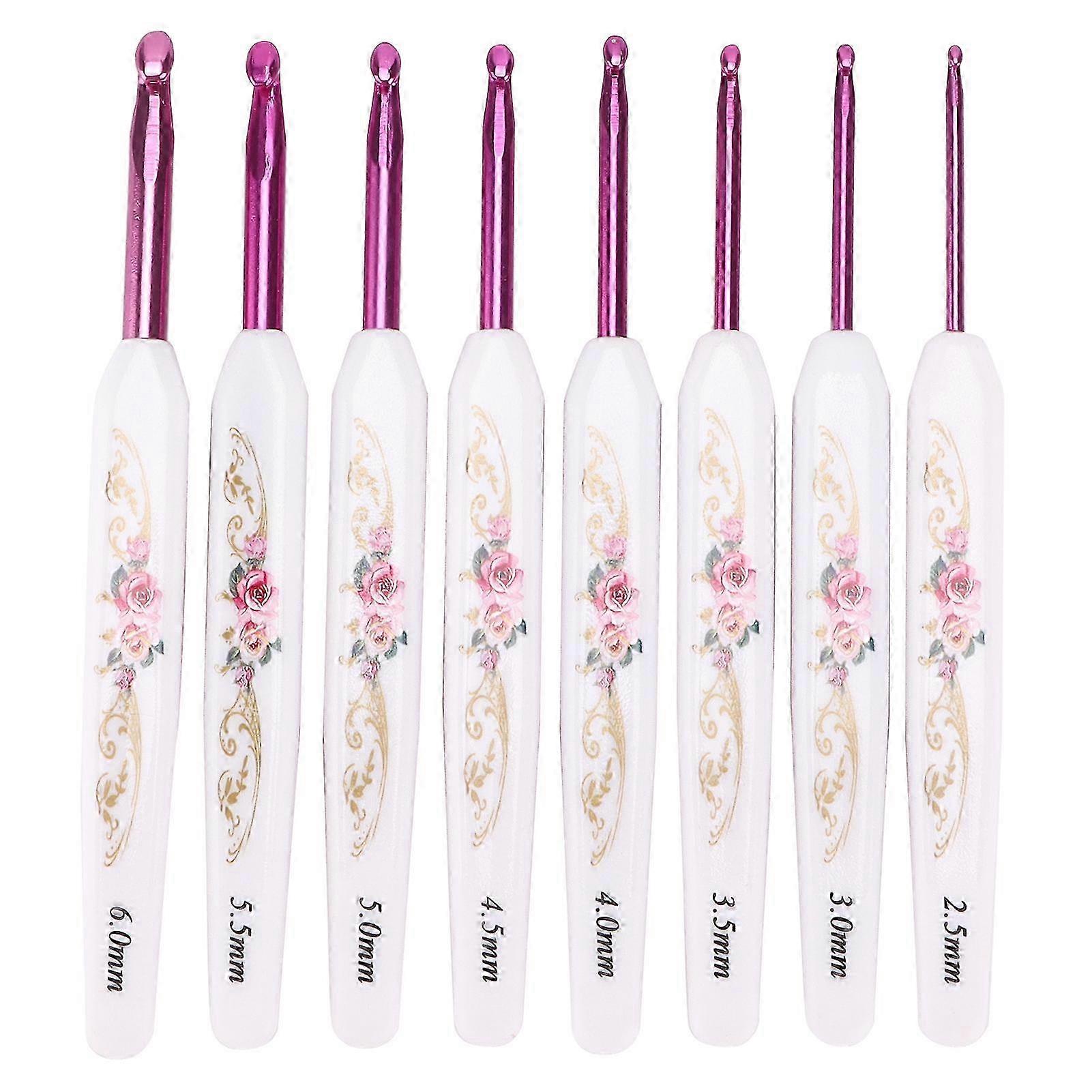 8 Pcs Soft Non-Slip Crochet Hooks Set with Mark for Weaving Home Use