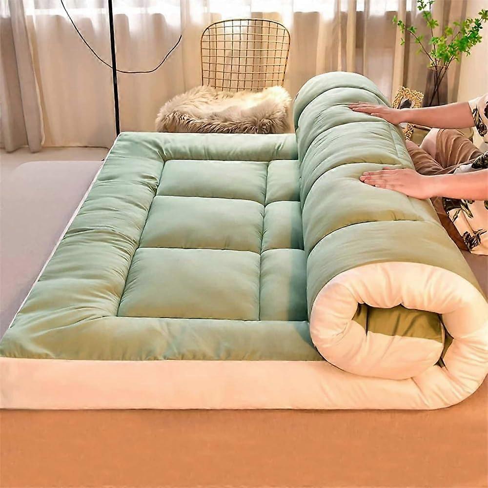 Japanese futon mattress, extra thick, foldable, for camping and home use, traditional green sleeping mat (150 x 200 cm) Green 150 x 200 cm