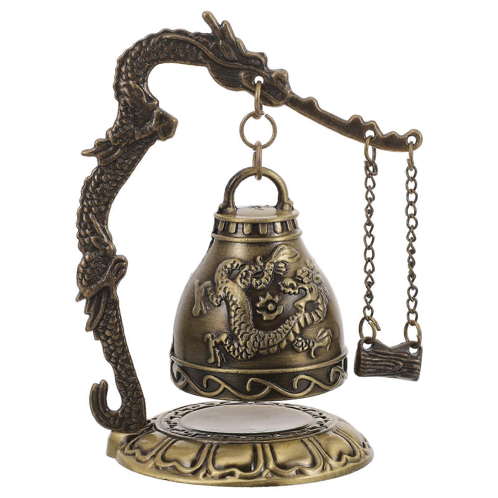 Vintage Carved Dragon Feng Shui Desktop Ornament with Chime and Clock Sound for Home and Office Decoration