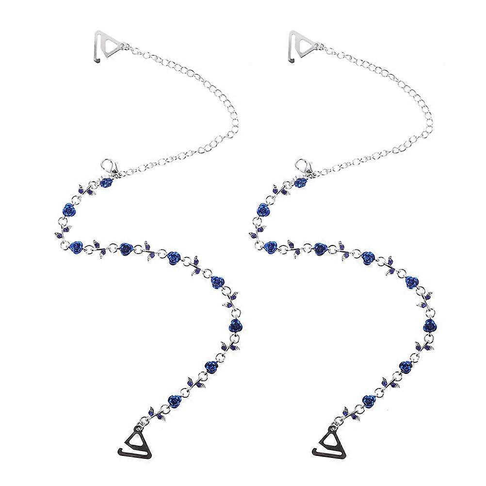 Rhinestone Strap Holders with Rose Design – Durable Non Slip Accessories for Vests, Halter Tops, Tube Dresses, and Blue Shoulder Straps with Hooks