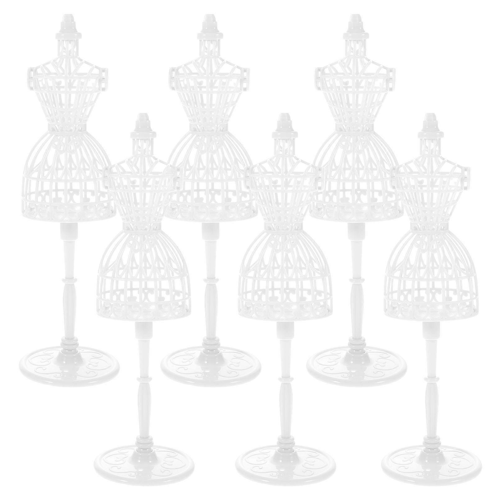 6pcs Miniature Doll Dress Mannequin, Doll Clothes Display Support for Tiny House Decoration, Safe & Smooth Surface for Creativity and Imagination