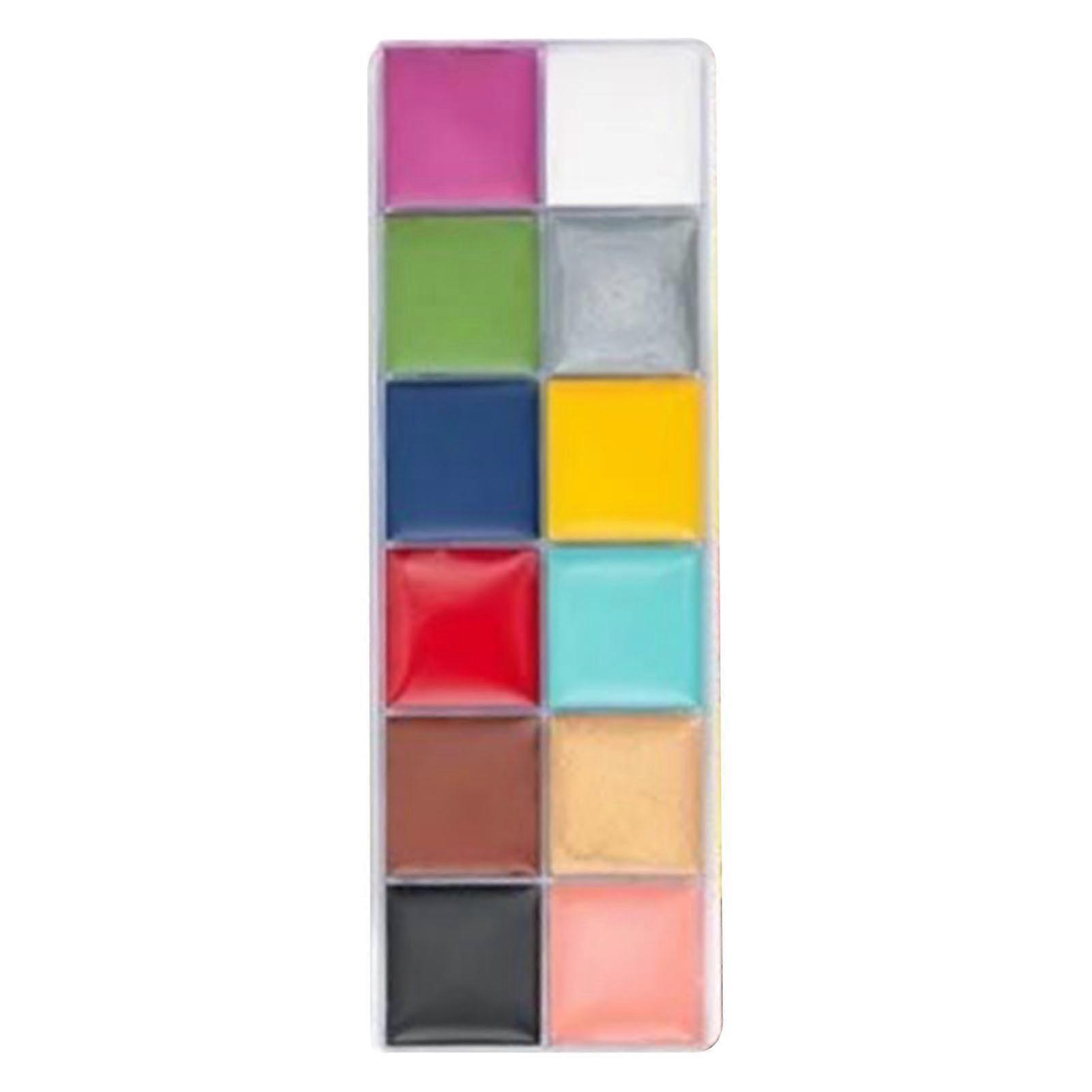 12 Colors 3.4oz Cosmetic Palette Professional Fast Drying Water Based DIY Body Makeup Palette for Party