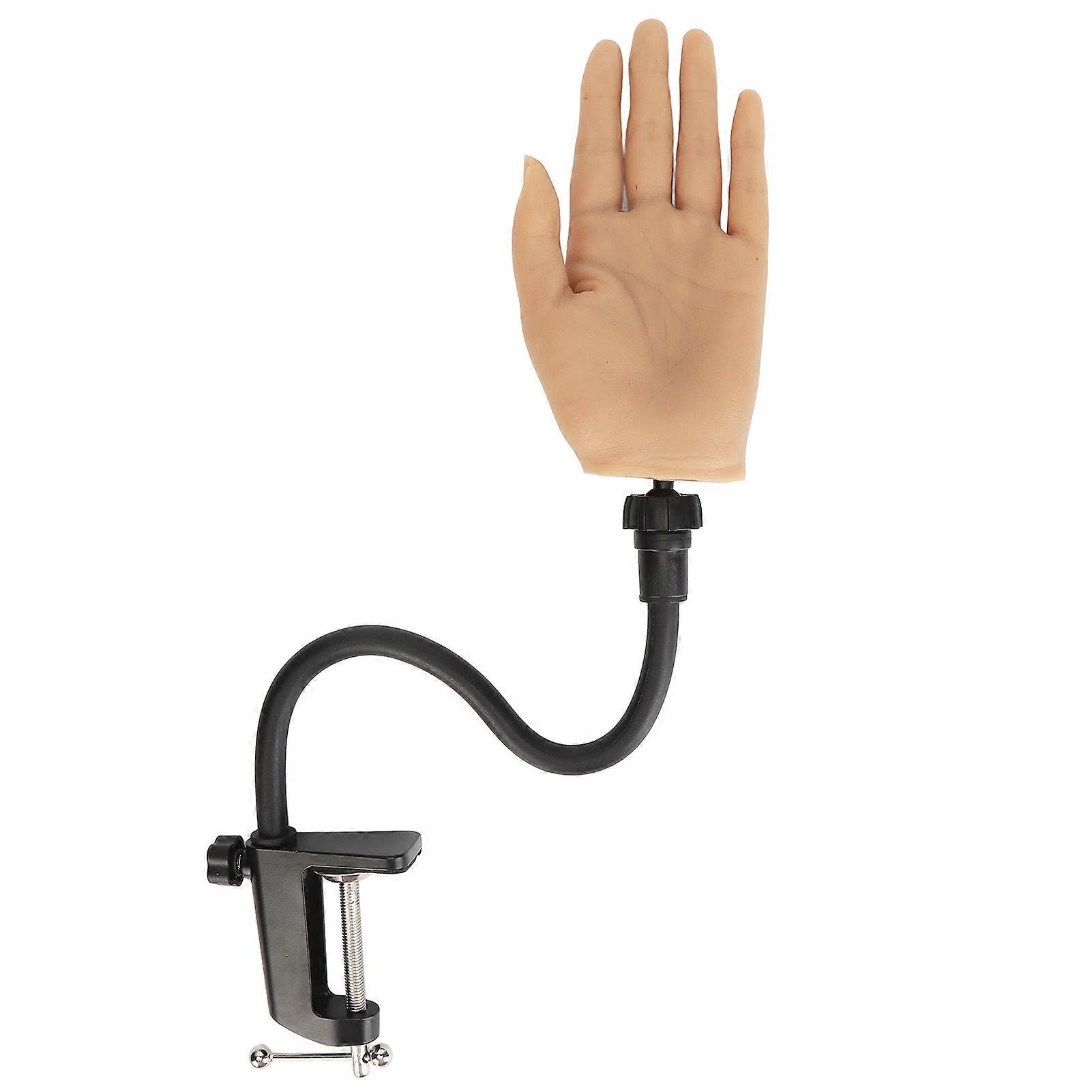 Nail Practice Training Hand Flexible Bendable Realistic Manicure Practice Artificial Hand Model with Desktop Clamp Left Hand