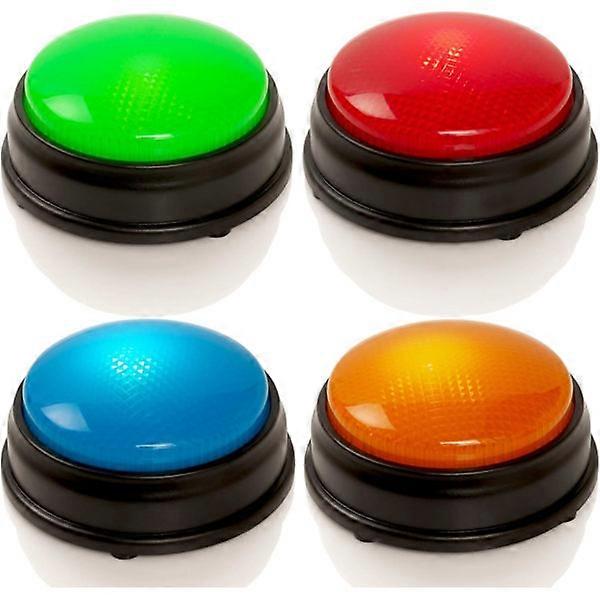 Quiz Buzzers - Set of 4 Light and Sound Buzzers for Quiz Games