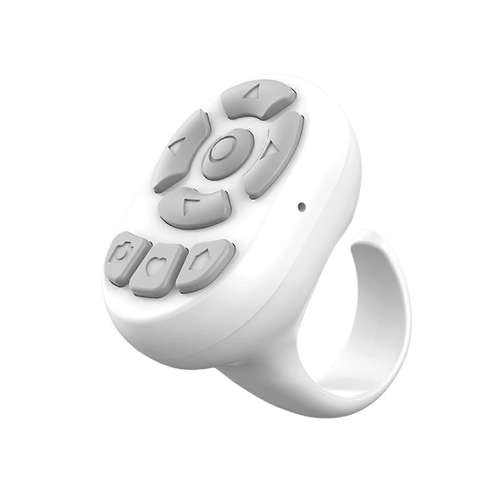Bluetooth remote control ring for easy page turning. ABS remote control device for flipping pages on ebooks, white.