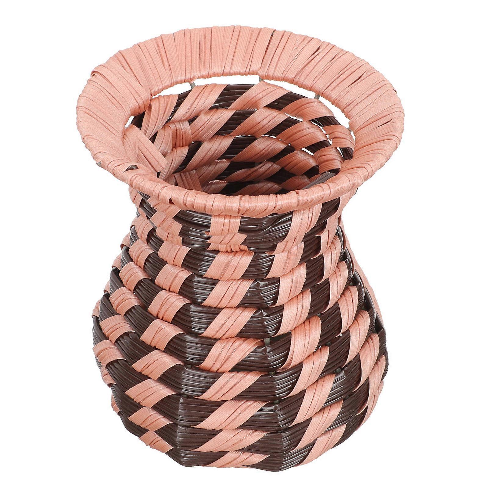 Decorative Weaving Flowerpot Woven Flower Container Home Decoration Assorted Color 14x11.5cm House Owners 1Pcs