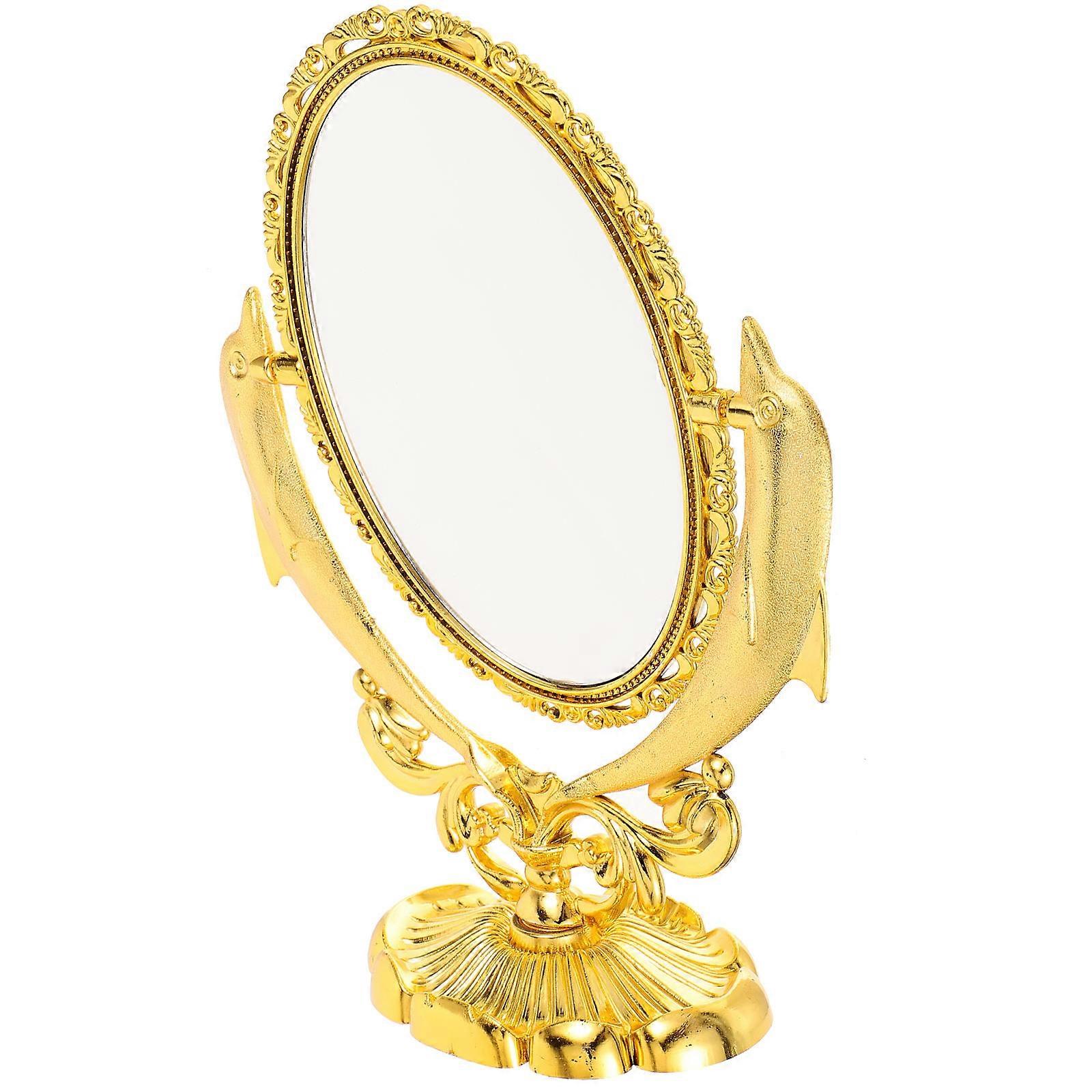 Vanity Tabletop Mirror Facial Detail Reflection Professional Makeup Use Golden 1Pack