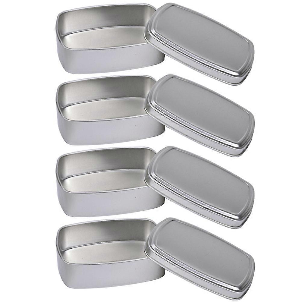 4pcs Aluminum Cream Boxes with Lids – Rectangular Refillable Tins for Soap, Candy & Pill Storage – Compact, Travel Friendly & Multipurpose Cases