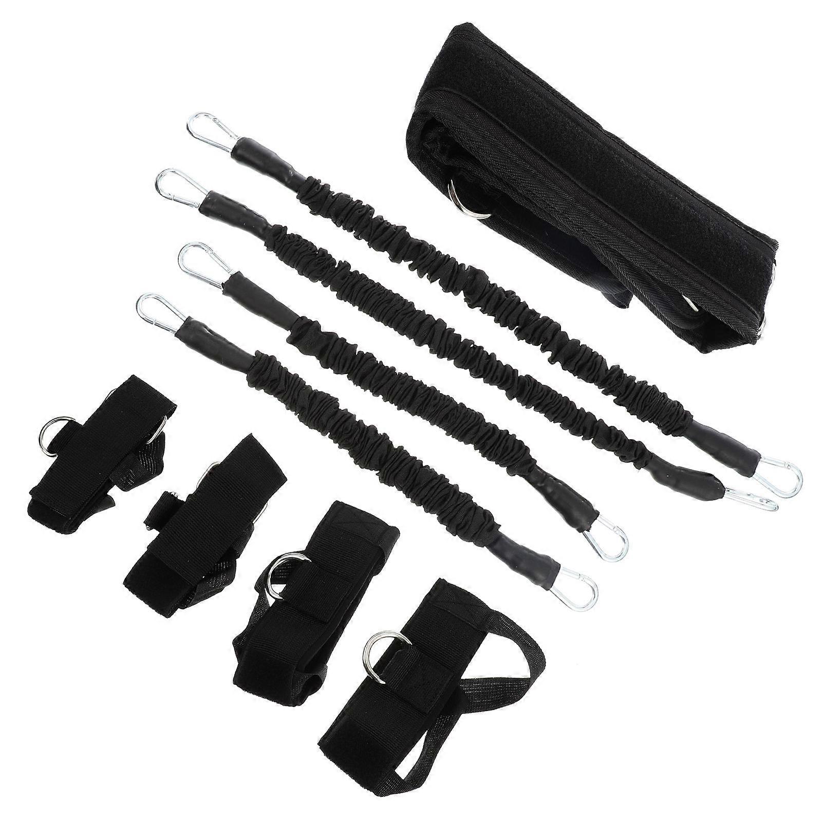 Black Resistance Bands with Oxford Cloth Handguards for Gym Adjustable Size Latex 1 Set