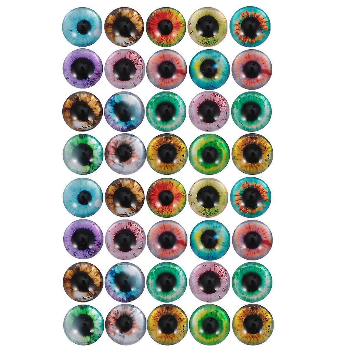 Glass Patches 50Pcs Assorted Color Unique Eye Patterns for DIY Use