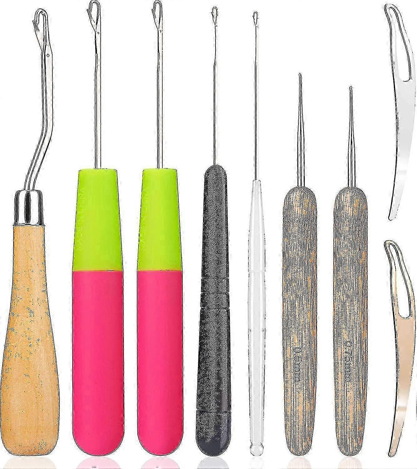 9 Pcs Dreadlocks Crochet Hook Tool, Latch Hook Dread Crochet Hooks For Hair Locking Weaving, Interlocking Tool For Locs