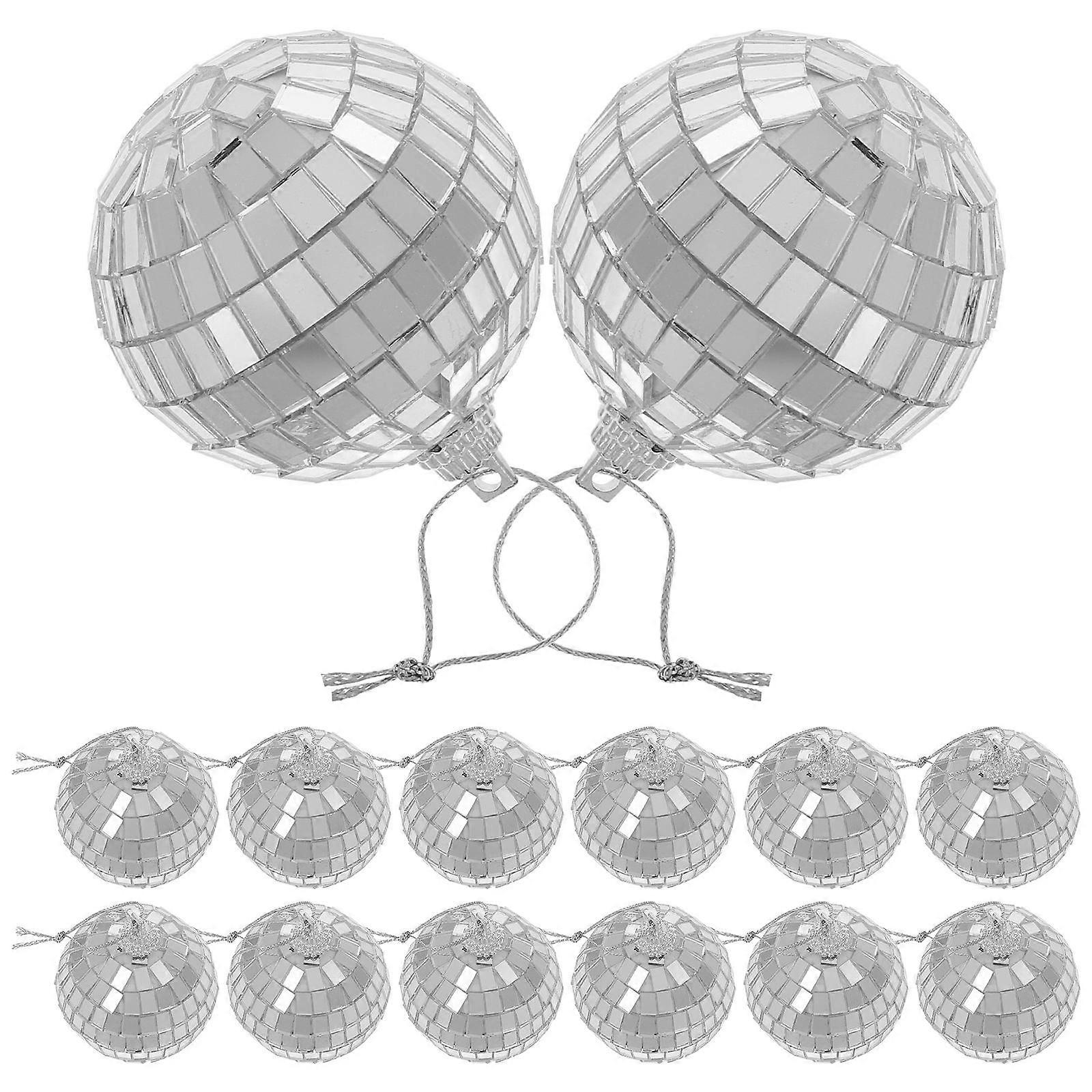 Hanging Disco Balls Light Reflection Silver Ornaments For Weddings 18Pcs