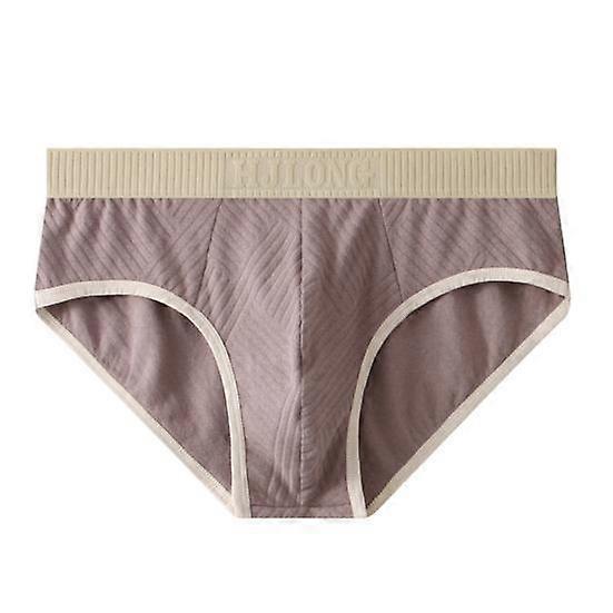 Men Underpants Mid Waist Plus Size Letter Pattern Color Matching Stretchy Sweat Absorption Good Breathability Daily