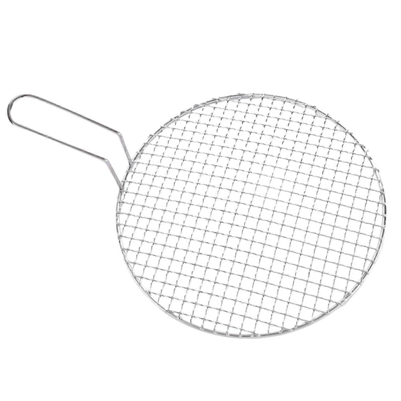 Baking Net With Handle Grill Net Outdoor Grill Screen Metal Mesh Rustproof Silver Fits Korean Grills