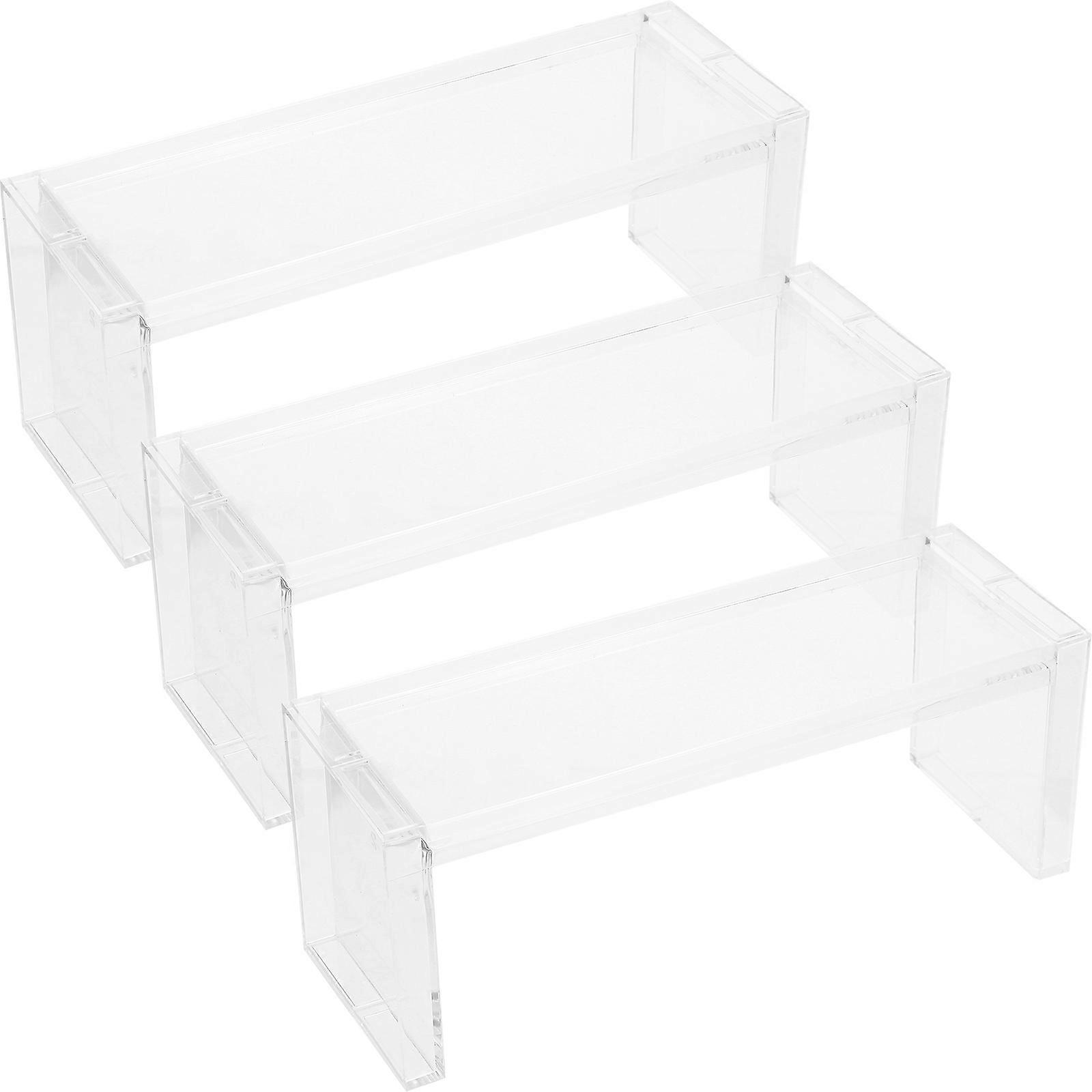 3pcs Transparent Rectangular Display Stands for Collectibles, Clear Storage Organizer for Figures, Tabletop Shelf Decorative Craft Design