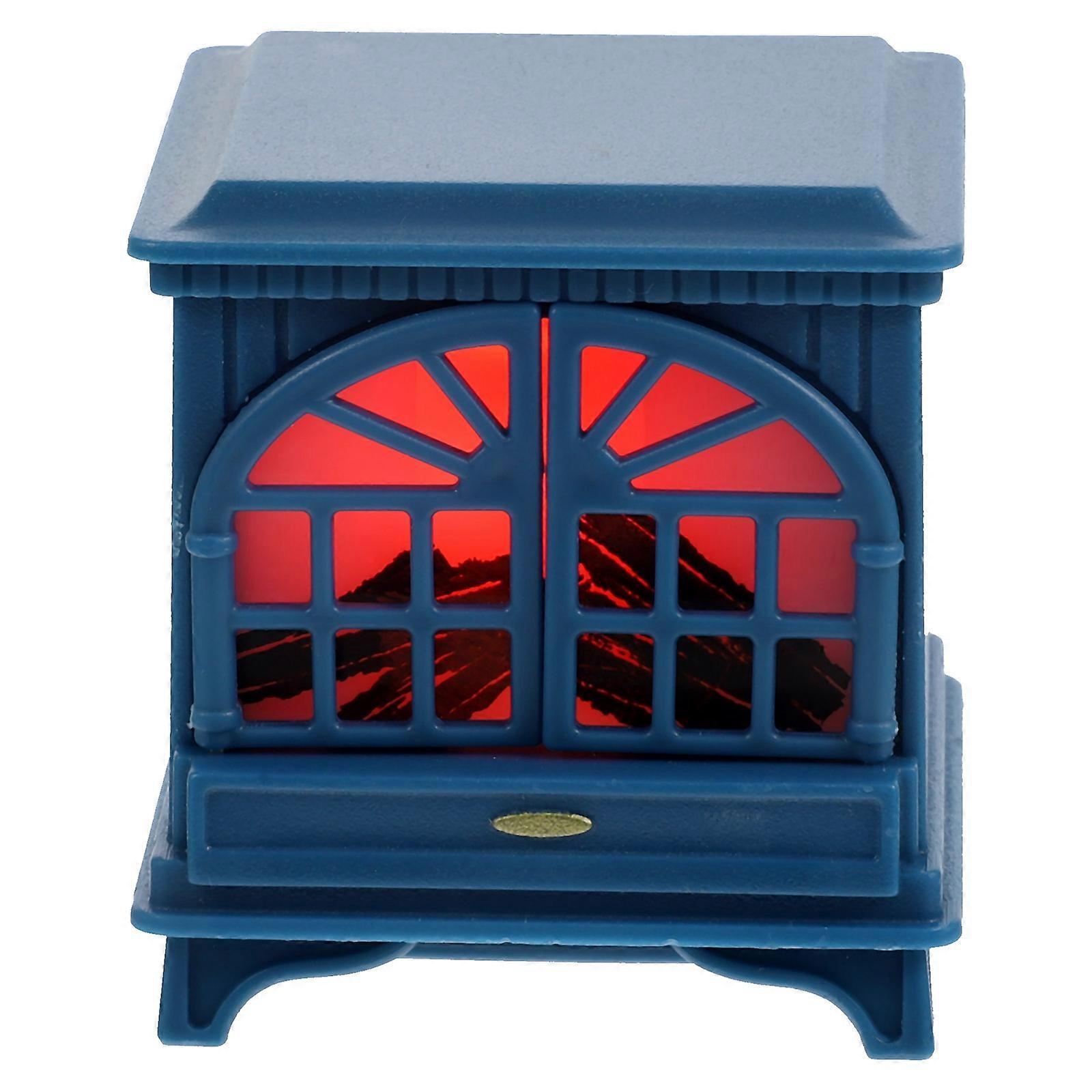 暖炉モデルミニハウス装飾発光暖炉モデルプラスチックダークブルー4X4CMシミュレートウッドログ1個