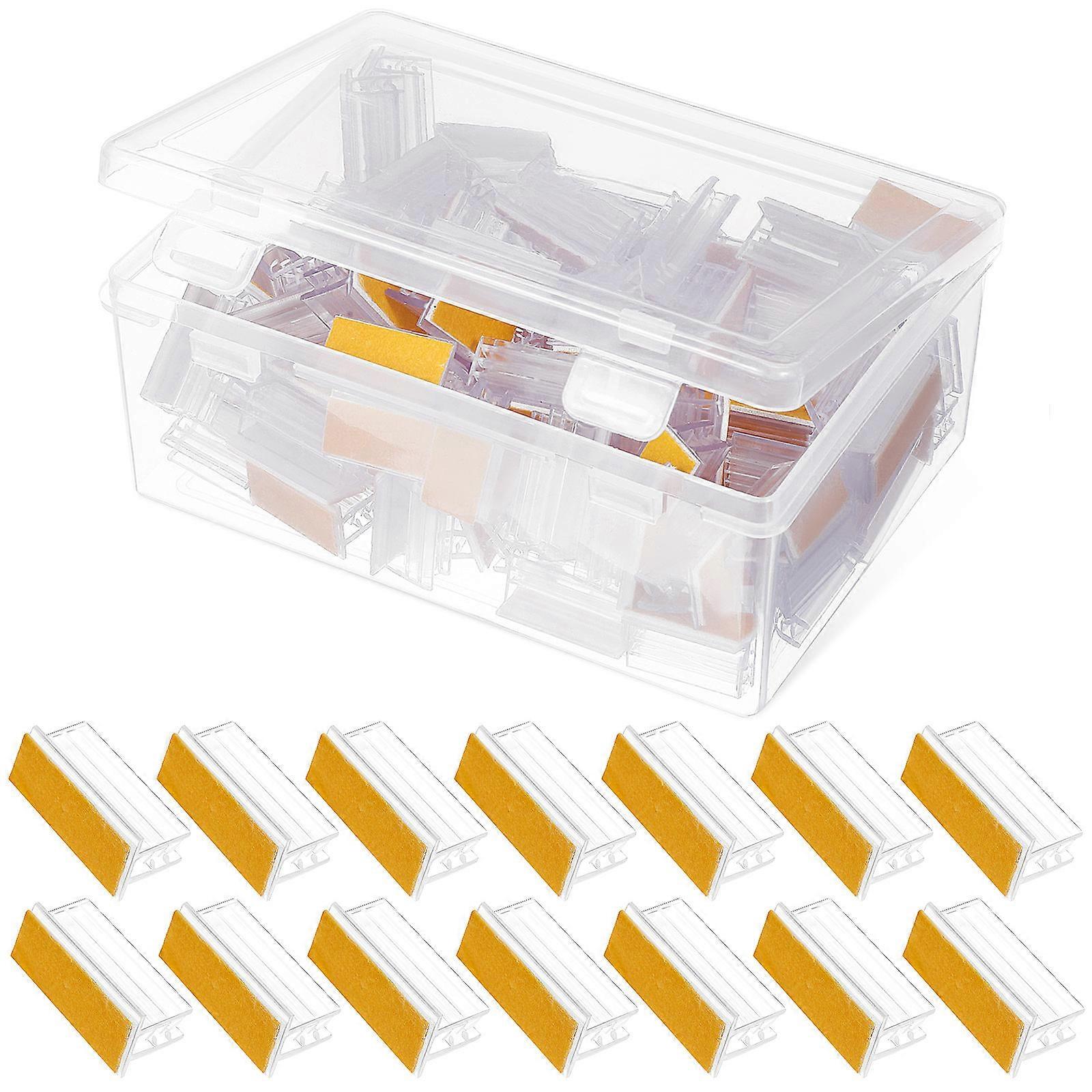 100pcs Acrylic Label Holders, Sign Display Clips for Name Tags, Shelf Signs, Table Cards, Merchandise Displays