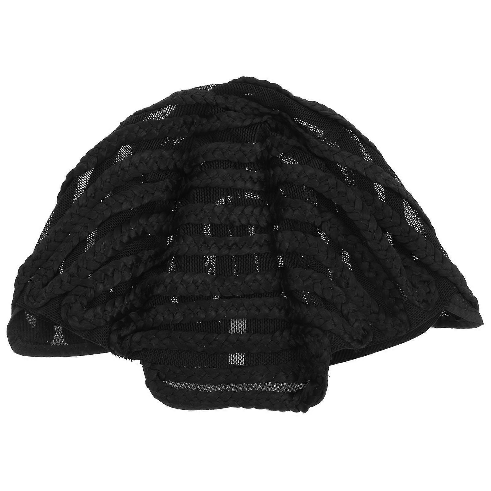 Breathable Elastic Crochet Braided Wig Cap for Wig Making – Stretchable Fit, Comfortable Hair Net for Any Head Shape, Black