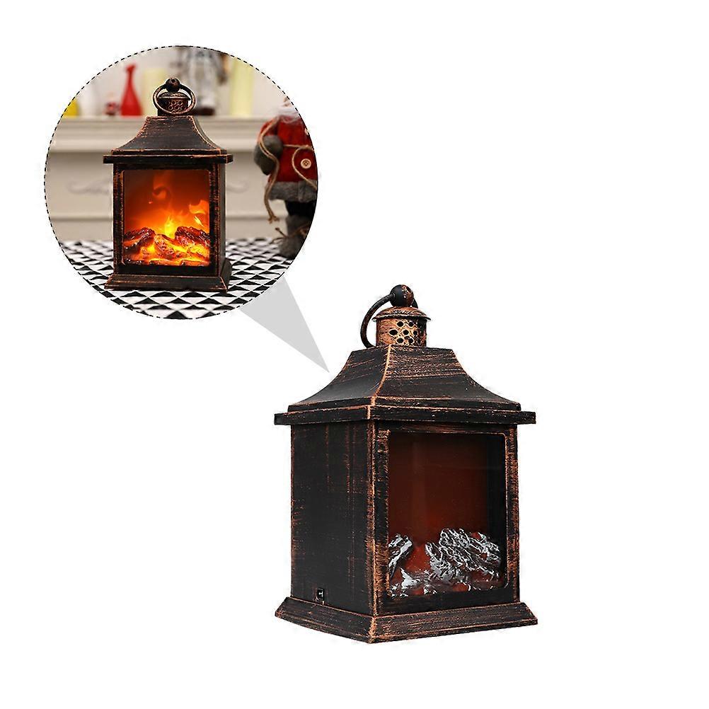 Realistic Flame Nightlight Fireplace Light Halloween Scene Layout Props Square Design 1Pack