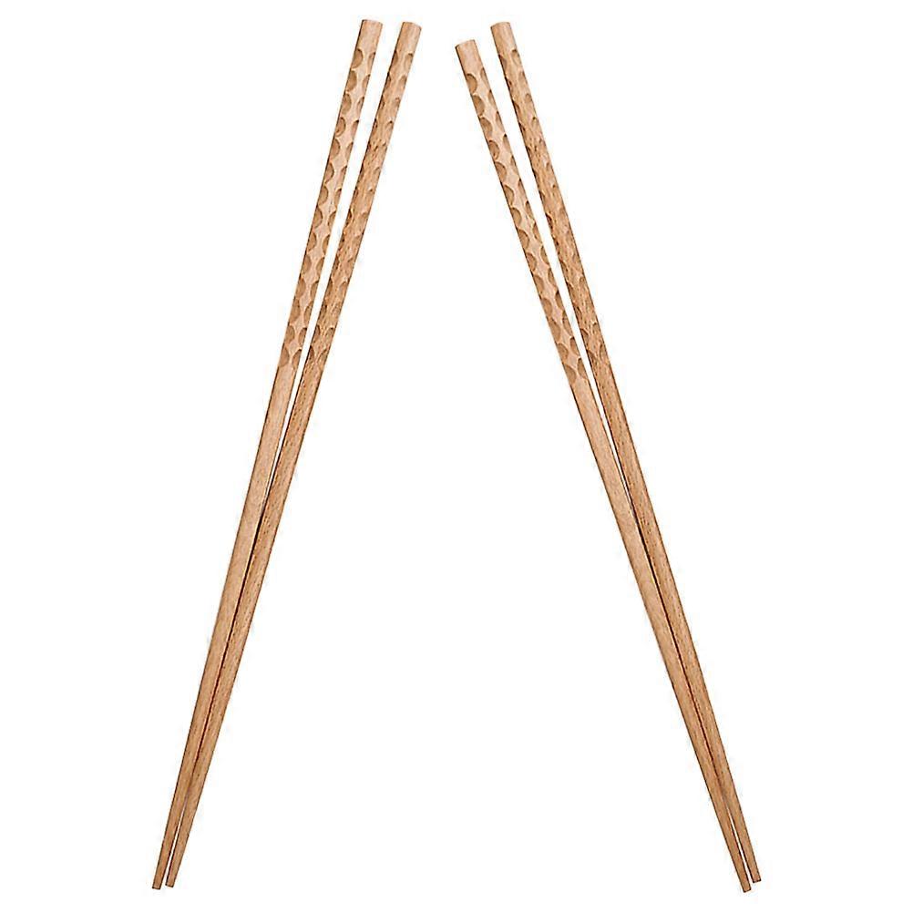 Khaki Long Chopsticks for Home Use Made of Beech Wood Great for Cooking Frying and Hot Pot 12.5 inches