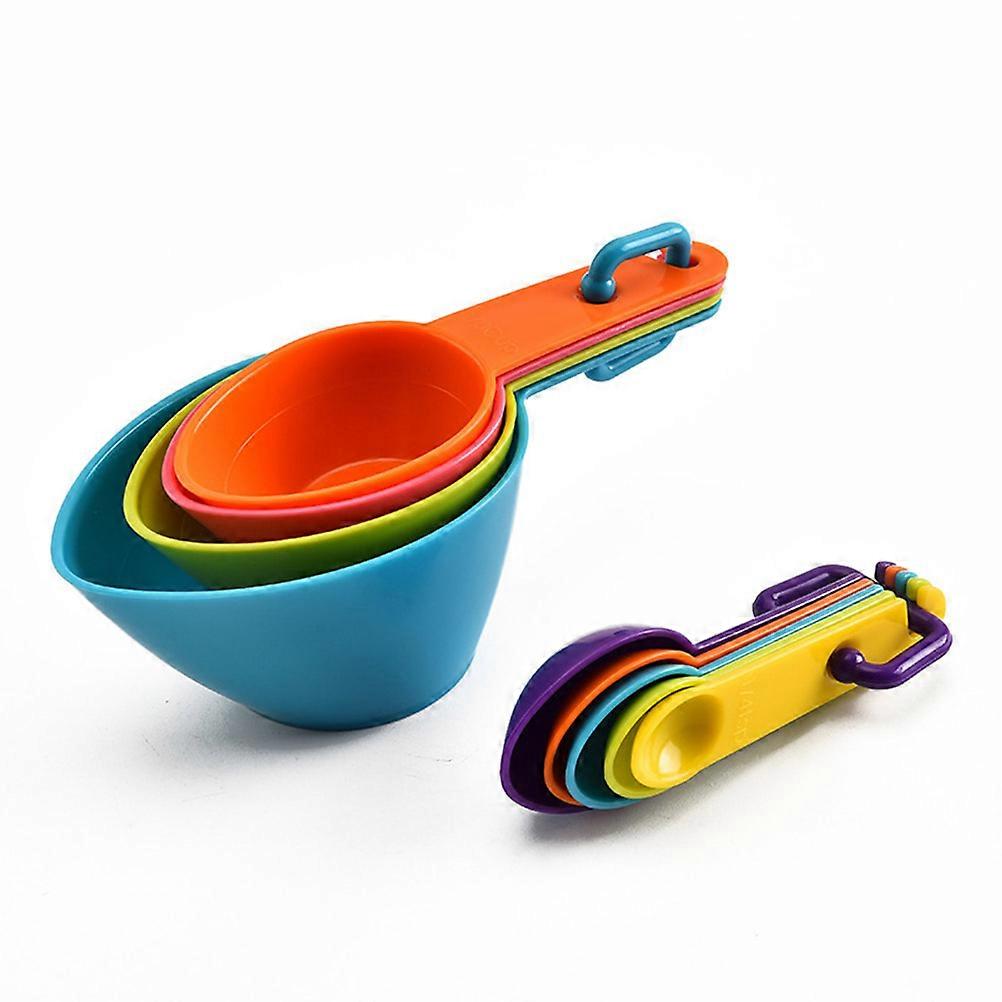 Colorful Plastic Measuring Spoon Set with Nesting Cups for Easy Storage and Precise Baking 9pcs Large Small