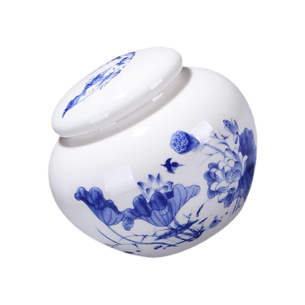 뚜껑이 있는 세라믹 차 통, 한약 및 화장품을 보관할 수 있는 밀봉된 보관 용기, 차, 사탕 및 스낵을 담을 수 있는 장식용 용기.
