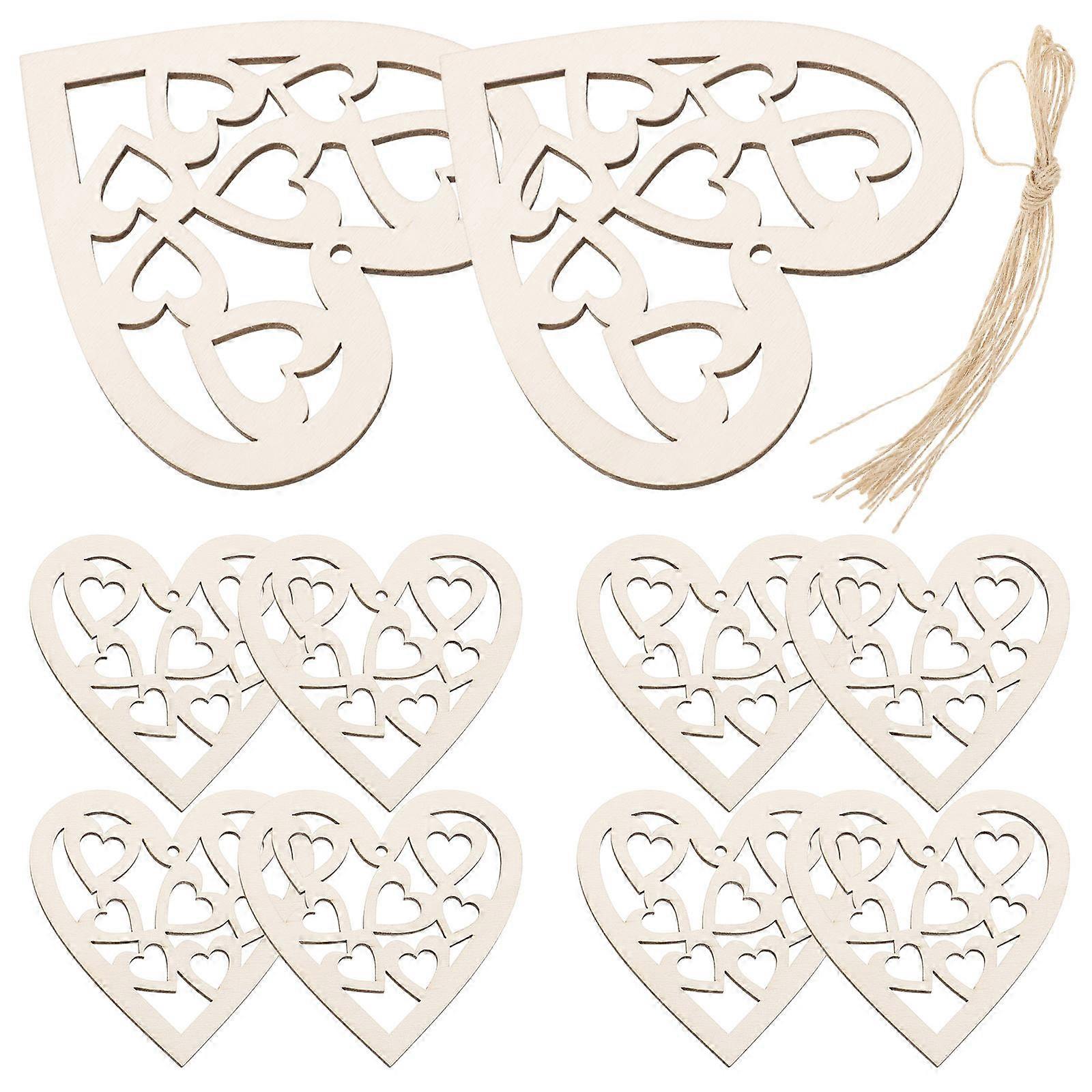 Beige Unfinished Wood Heart Slices for DIY Decoration 1 Set of Smooth Wooden Crafts