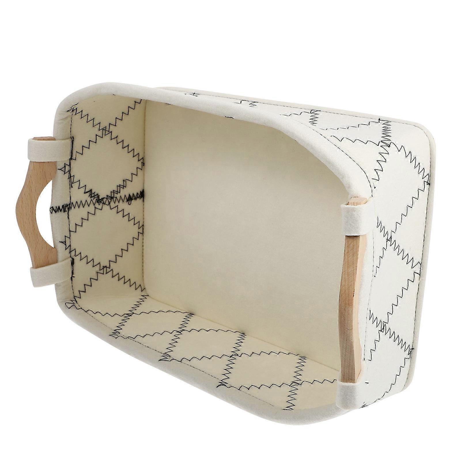 Storage Bin White Felt Basket Creative Organizer For Daily Use Soft Fabric 1Pack