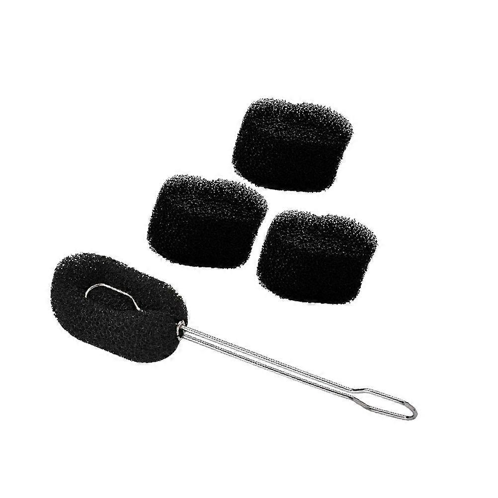 Bottle Cleaning Brush Sponge With Long Handle For Effective Cleaning Of Glass And Cups In Home Kitchen Environment Featuring 3 Replaceable Heads