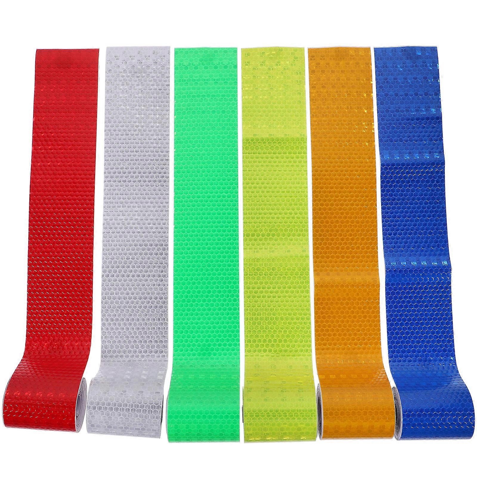 Reflective Warning Tape for Car Use Assorted Color Durable PVC Reflective Safety Tape 6 Pieces