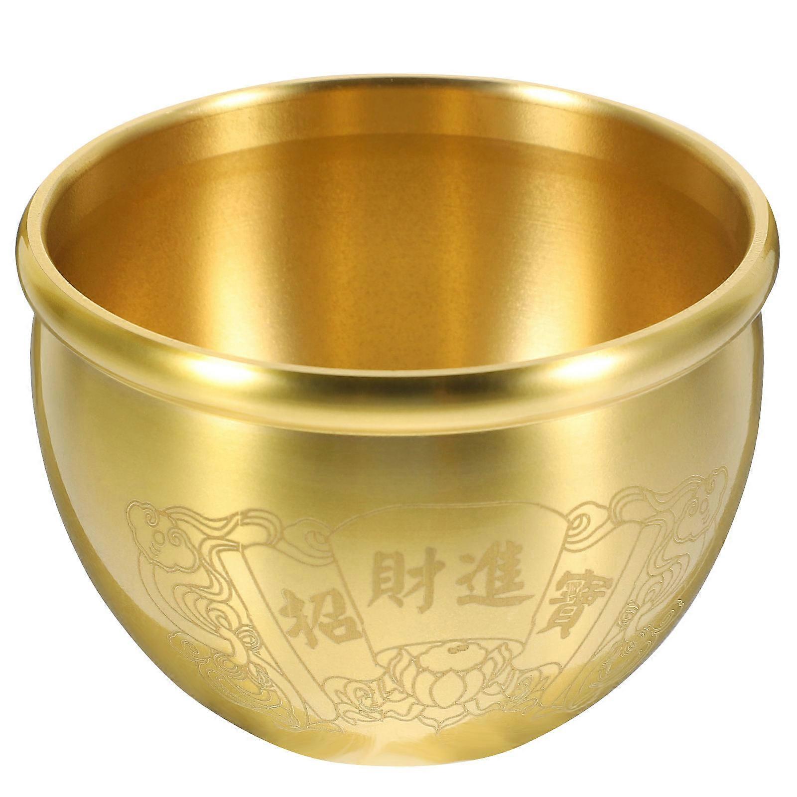 Golden Copper Bowl for Packaging Use Wealth Luck Decor Craft 1 Piece