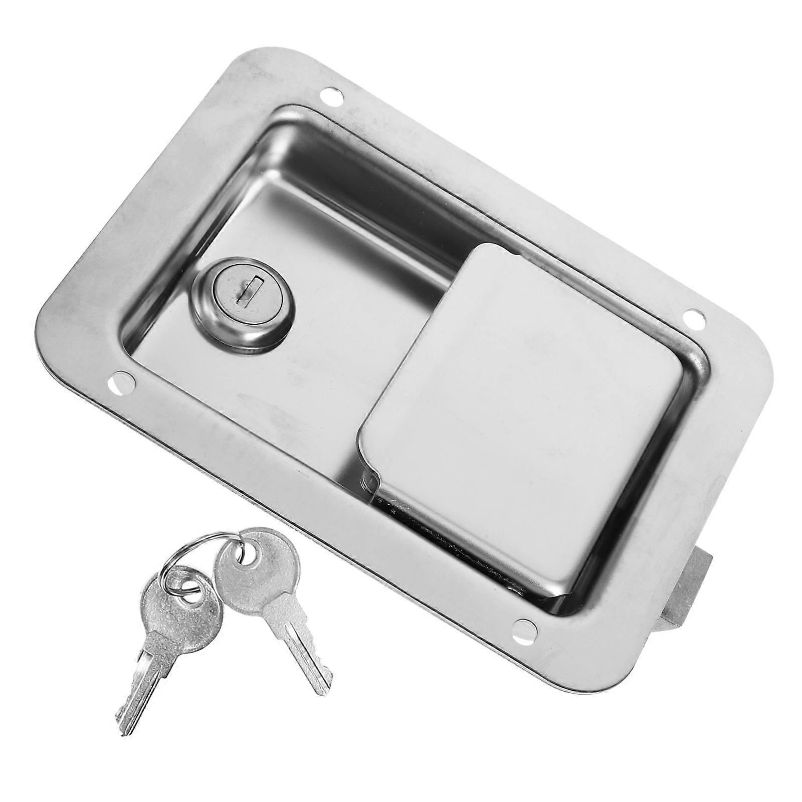 Stainless Steel Panel Lock for Travel Trailer Doors – Heavy Duty Embedded Camper Lock for RV Toolbox Security in Engineering Vehicles