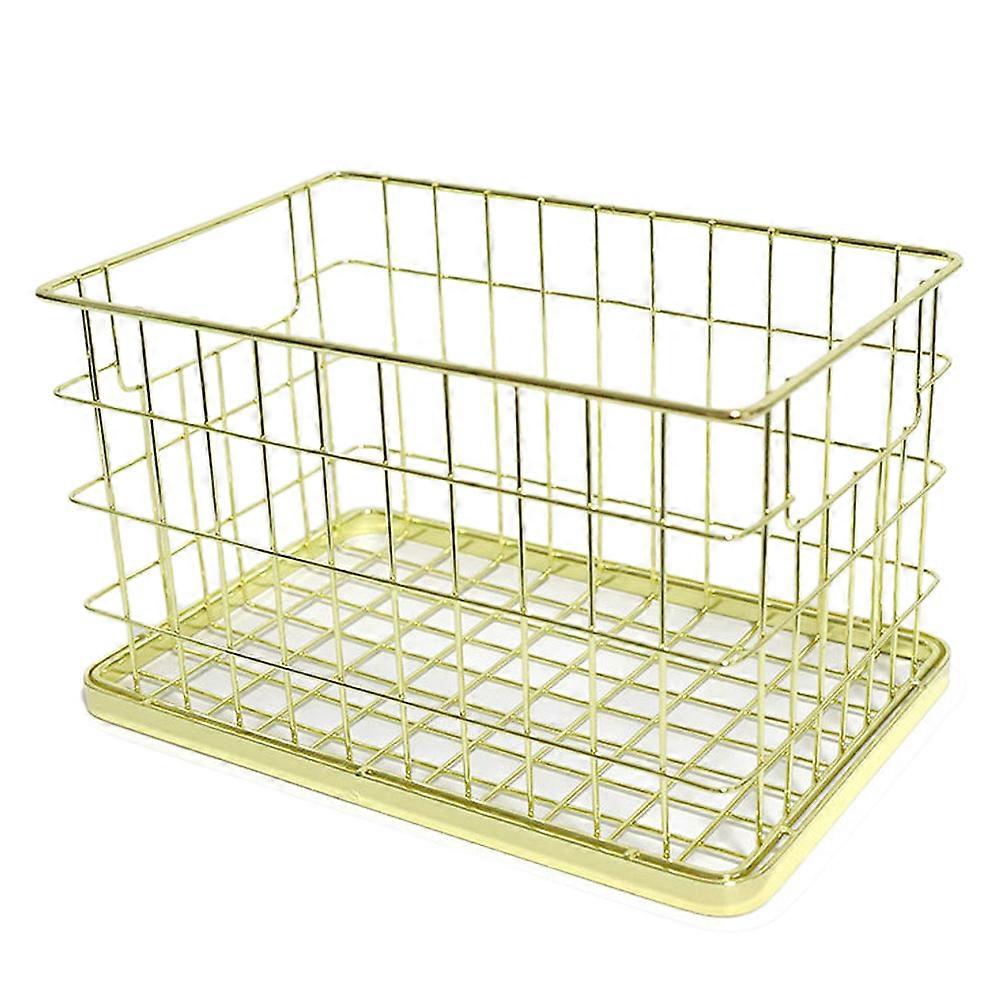 Golden Iron Storage Basket for Home Organization with Open Design and Construction 6 Inch