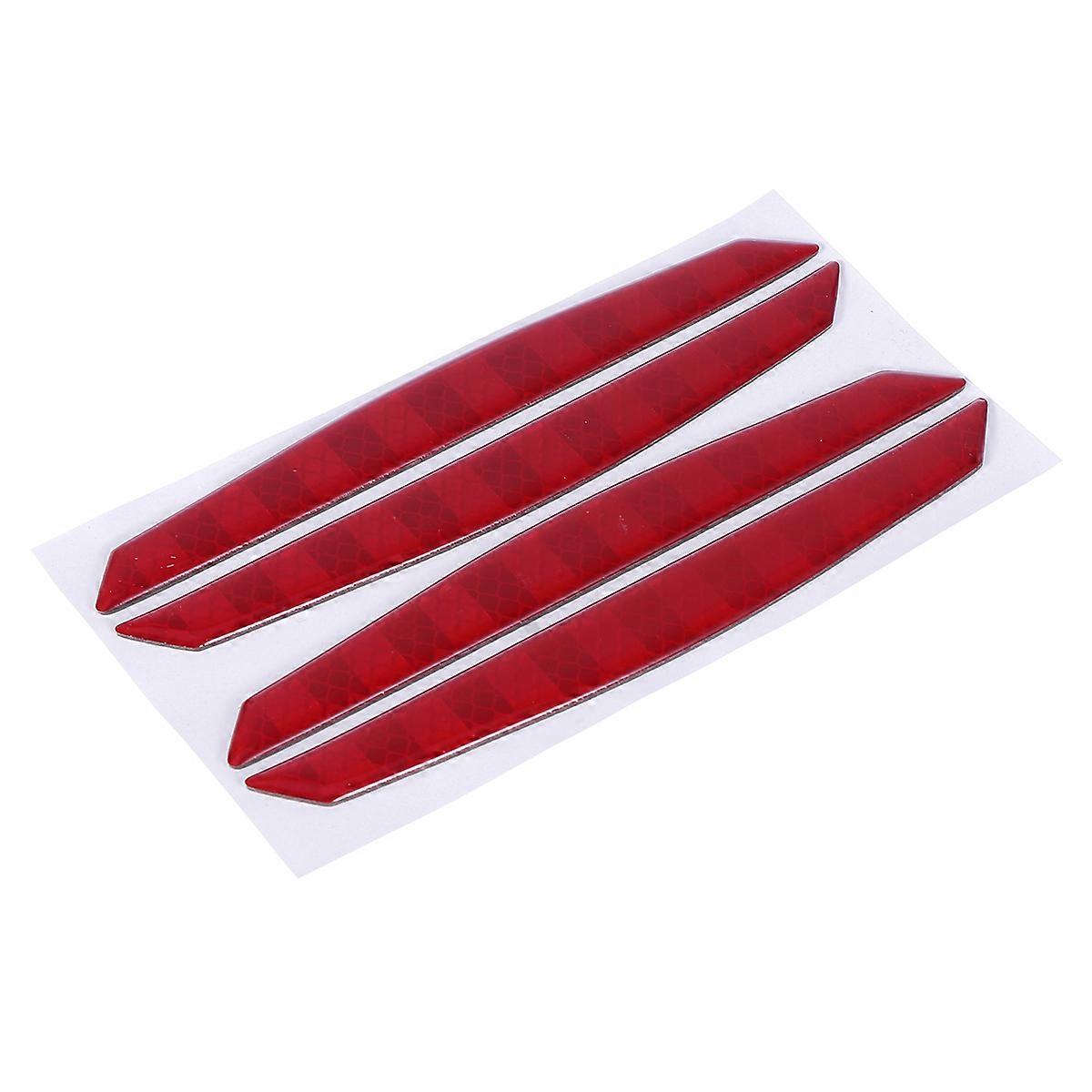 4Pcs Car Door Anti-Scratch Protector Reflective Anti-Collision Strips For Night Driving Red