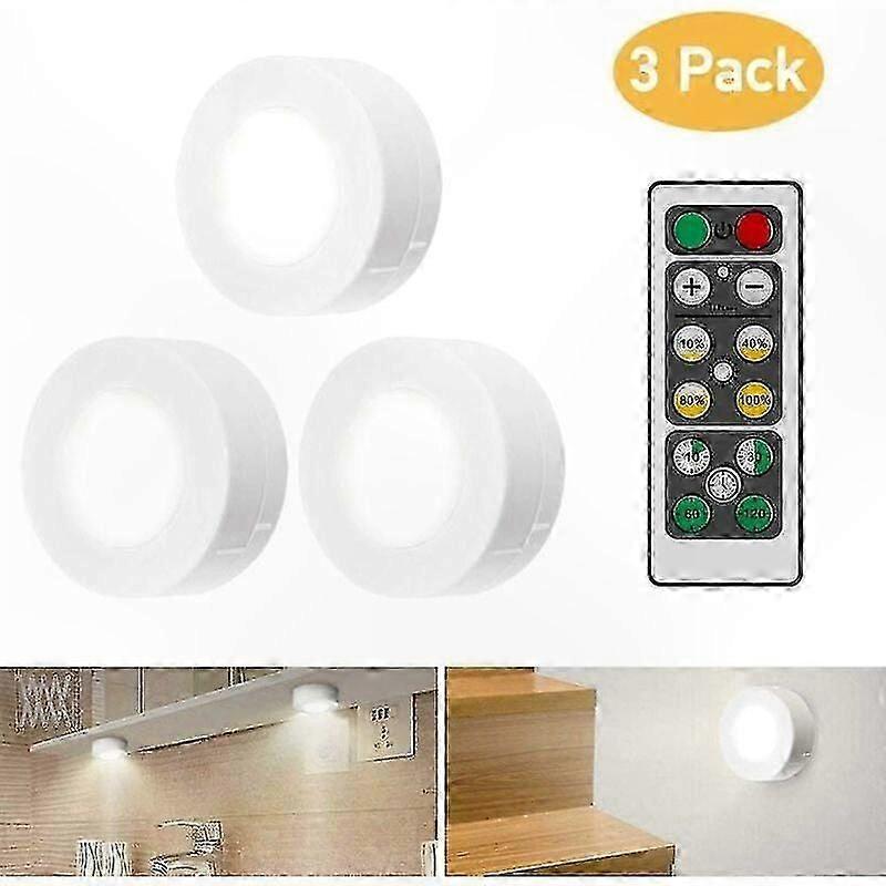 3-Pack LED Cabinet Lights with Remote, Energy Efficient White Lighting, Simple Installation for Night Use