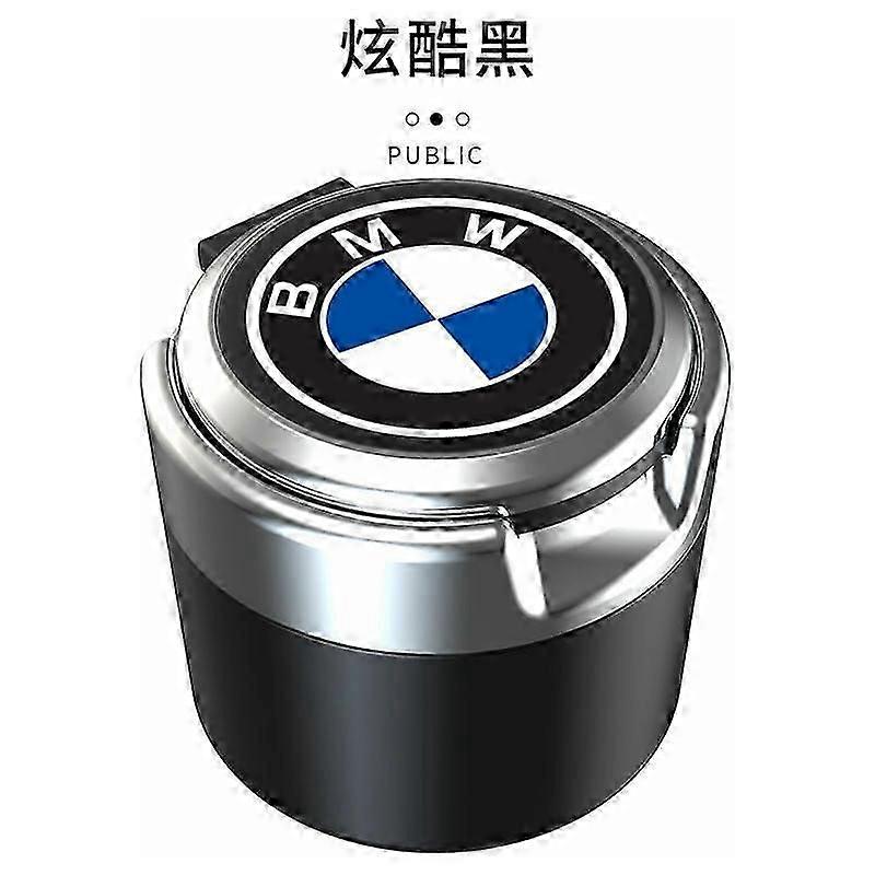 منفضة سجائر للسيارة حصريا لسيارات BMW 3/4/5/6 Series و X3 / X4 / X5 / X6 ، مع ضوء LED وغطاء (فضي غير لامع)