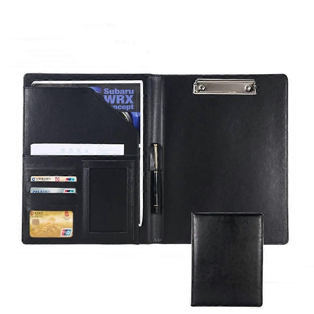 Conference Folder A4 Size, Document Organizer with Writing Pad Holder, Blue Faux Leather for Interviews and Office Use