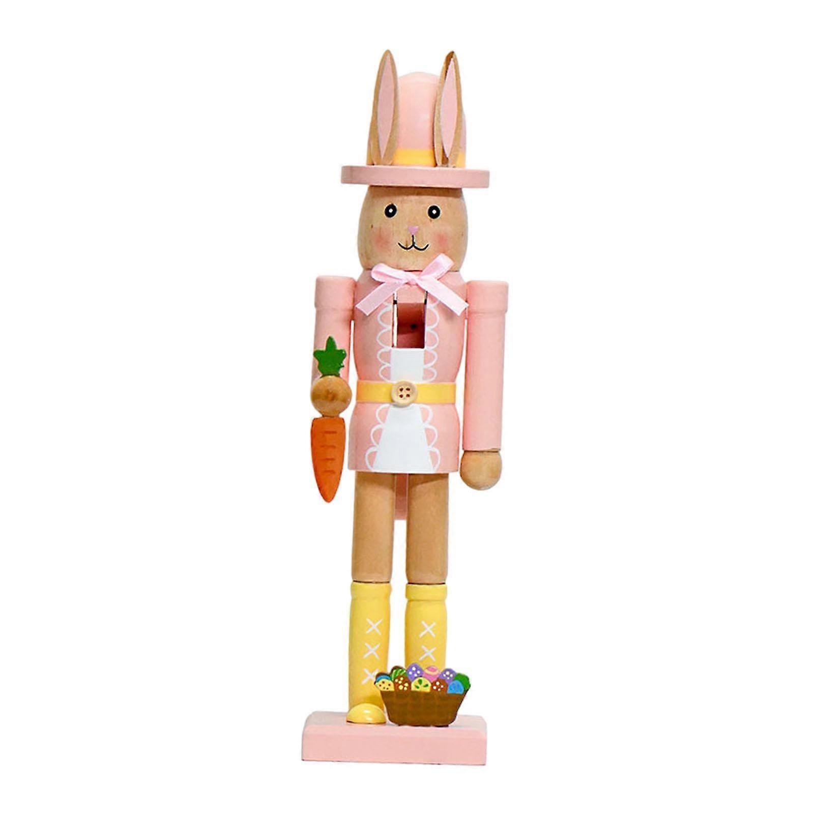 Oster Bunny Nutcracker, wooden ornament, colorful bunny figurine for home decoration, festival centerpiece, 30 cm