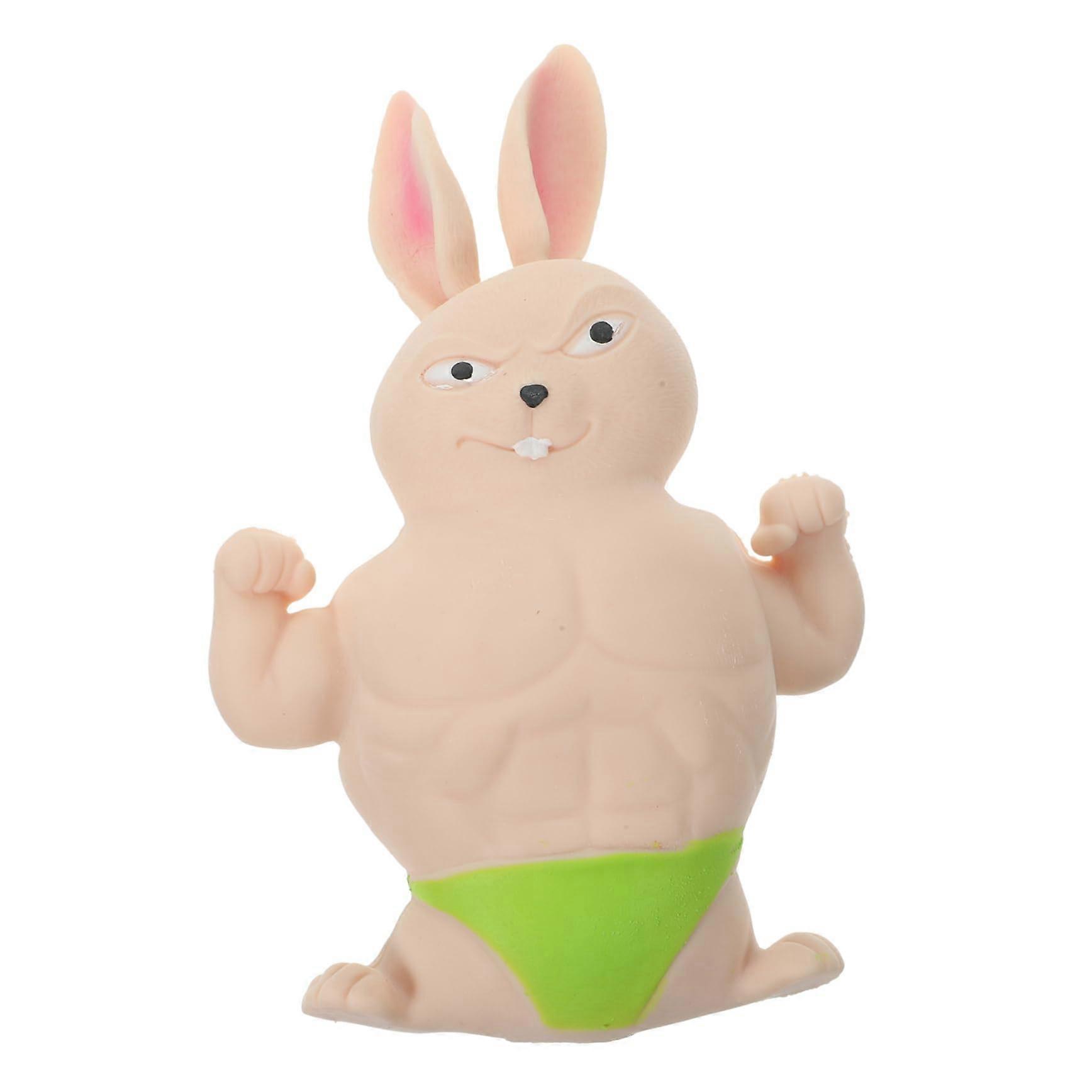 Cute squeeze toy for kids, realistic muscle bunny, antistress toy, fun decompression toy for parties.