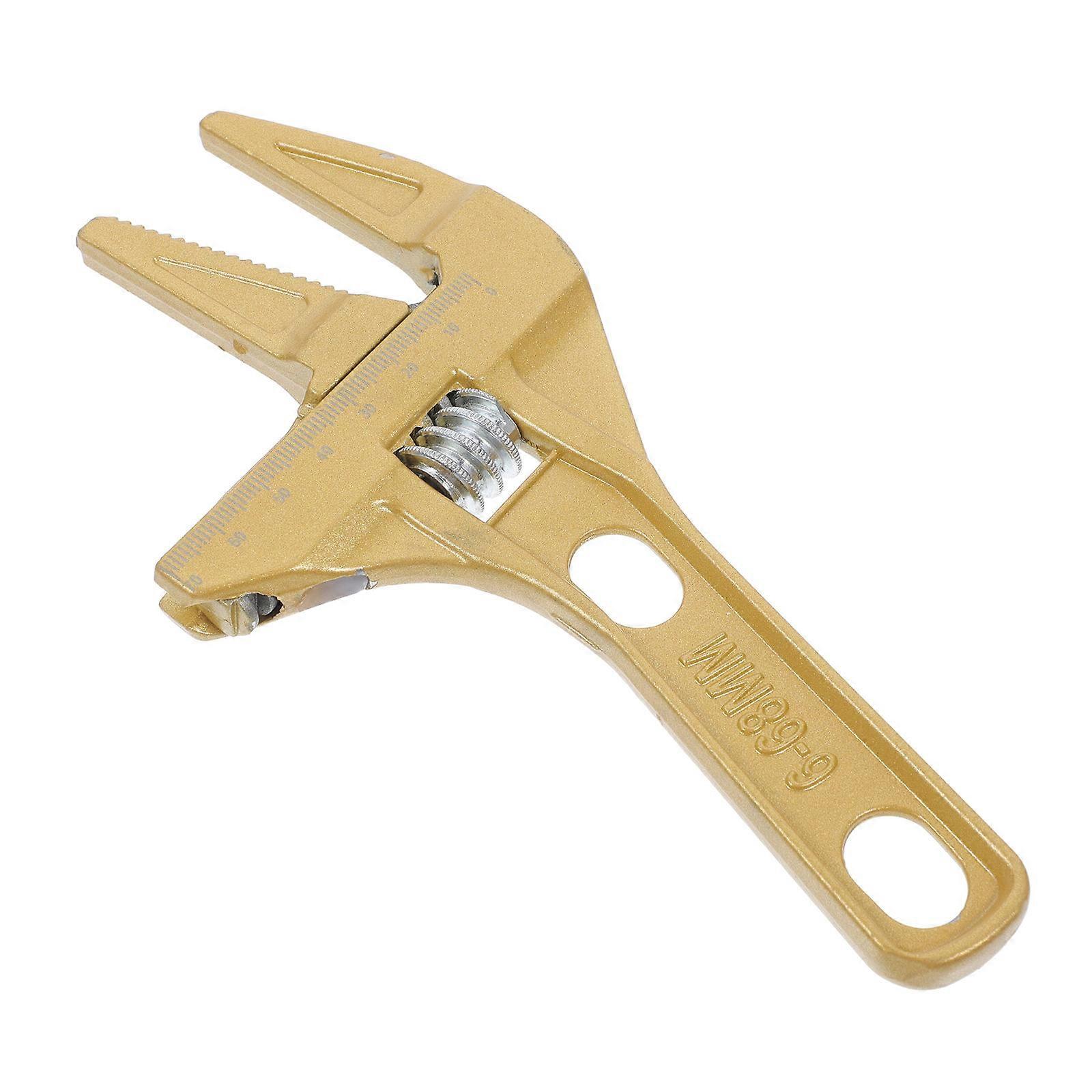 Golden Adjustable Basin Wrench for Bathroom Use with Precision Aluminum Alloy Construction and Stable Characteristics 6.5 Inches